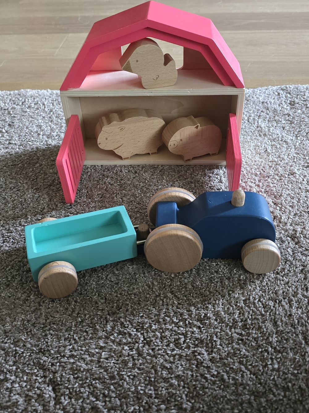 Wooden Farm Playset with Animals, Tractor & Trailer